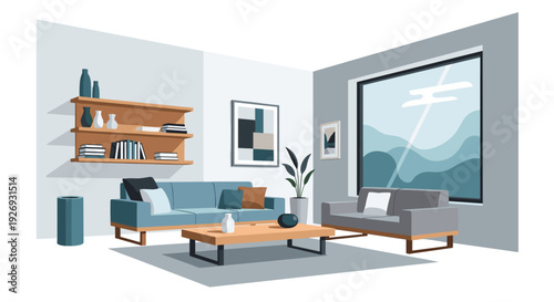 Modern Living Room Interior with Stylish Furniture and Decor.