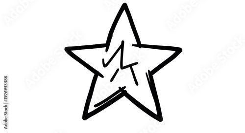 hand drawn black star outline with irregular lines simple sketch style