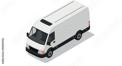 white delivery cargo van isometric illustration modern flat design