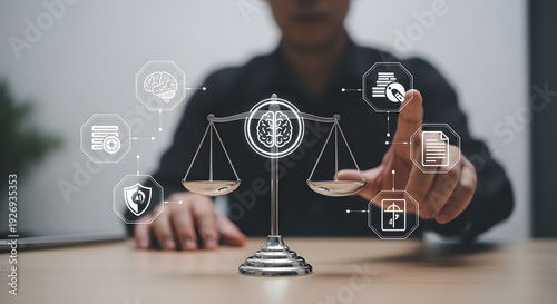 Wallpaper Mural Artificial Intelligence Ethical Decision Making Interface With Focused Balance Icons Concept Torontodigital.ca