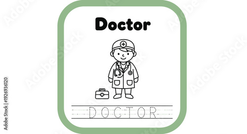 Doctor coloring page for kids. Medical profession outline