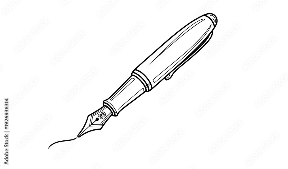 Fototapeta premium Calligraphy fountain pen line art vector illustration