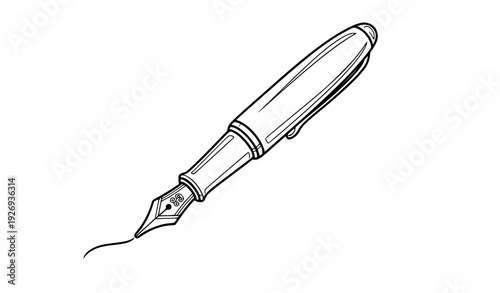 Calligraphy fountain pen line art vector illustration