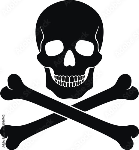 Simple black skull and crossbones symbol isolated on a white background