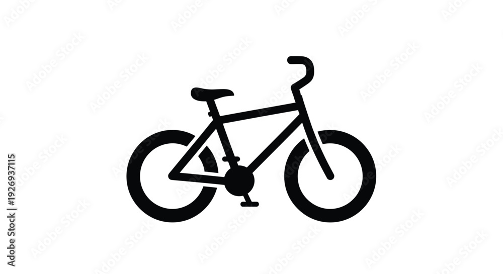 Fototapeta premium A black silhouette of a classic bicycle against a white background silhouette