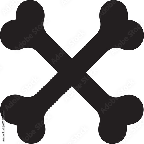 Stylized black crossed bones graphic symbol representing danger or caution isolated on a white background