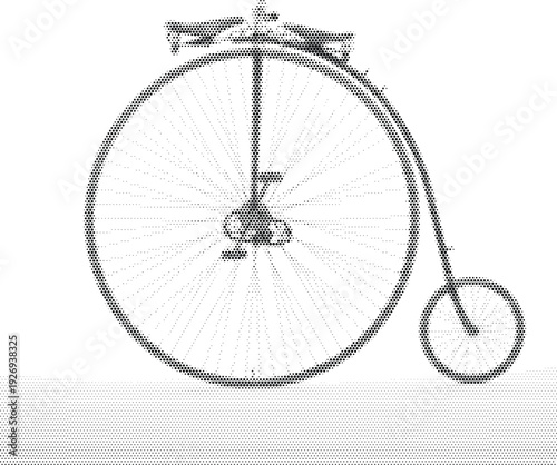 Penny Farthing Bicycle Halftone Vector Illustration Black White Retro Vintage Victorian Bike Art Print