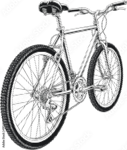 Obraz na plátně vector graphic black white monochrome bicycle luminescent frame halftone pattern