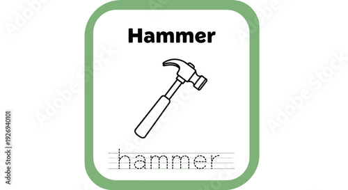 Hammer tool icon, construction equipment illustration