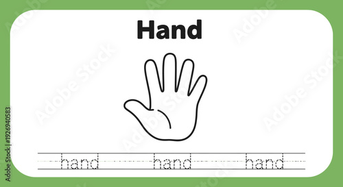 Hand tracing practice worksheet for kids. Learning to write.