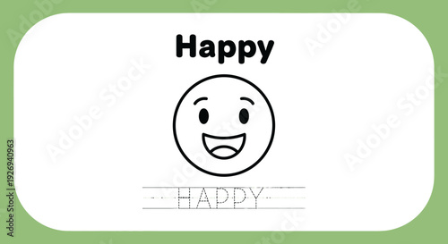 Happy face icon. Smiling cartoon character. Vector