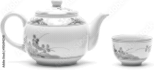 interior object black white monochrome teapot radiant tea halftone pattern poster