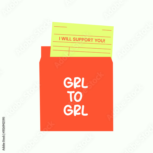 International Womens Day Girl To Girl Typography Envelope Illustration
