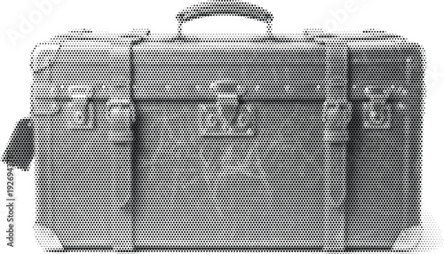vintage object black white trunk radiant box halftone illustration poster
