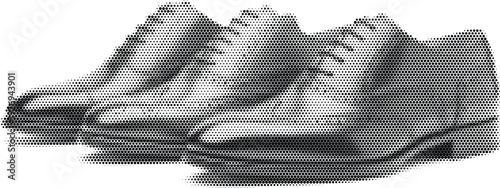 fashion object black white shoes radiant leather halftone pattern poster