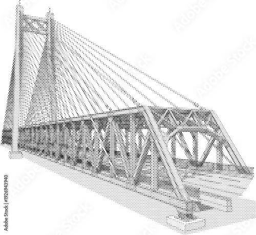 urban visual black white bridge radiant road halftone illustration poster