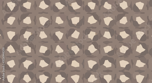 Abstract geometric pattern with organic shapes in muted brown and beige tones