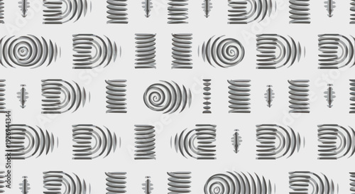 Abstract monochrome geometric elements in a repeating pattern, flat design