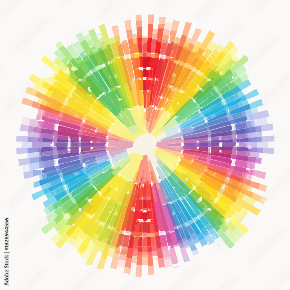Fototapeta premium Vibrant Rainbow Radial Burst Abstract Design with Colorful Geometric Pattern
