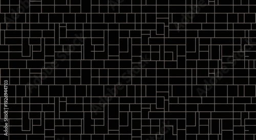 Abstract geometric black and white tiled pattern with irregular grid lines