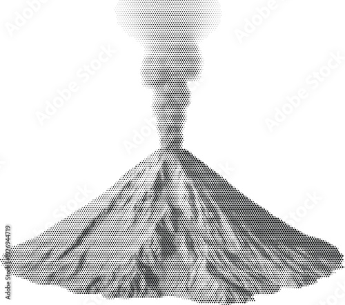 nature visual black white volcano radiant eruption halftone illustration poster