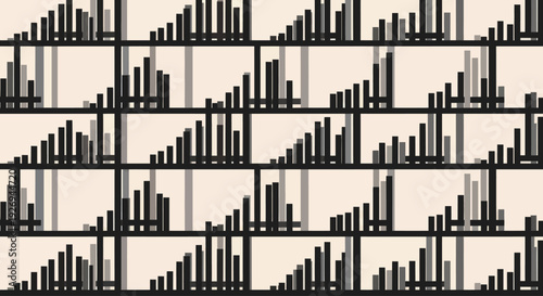 Abstract geometric pattern of ascending bars in grid layout, minimalist vector design