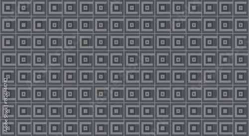 Monochromatic geometric pattern with repeating square shapes in shades of gray, abstract design.