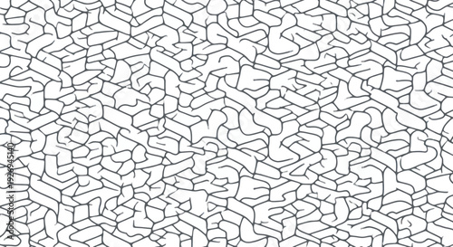 Abstract geometric line art pattern with isometric shapes and irregular organic forms