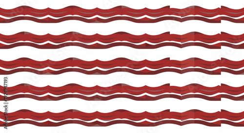 Wavy red and white striped horizontal pattern, abstract background