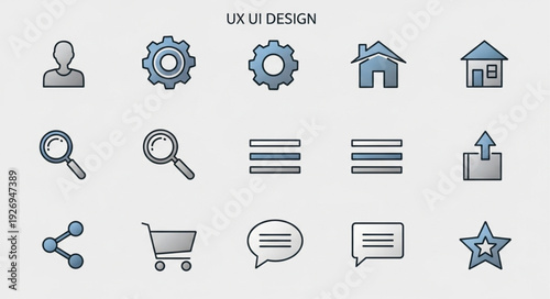 Collection of various user interface icons for website and application design.