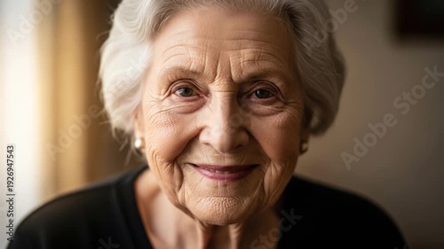 Close-Up of an Elderly Woman with Silver Hair and Wise Expression, Portrait of Aging Gracefully and Inner Strength