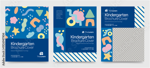 Kindergarten Brochure Cover Template for preschool booklet cover & education front page layouts