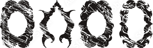 Grunge vintage frames set with distressed texture and ornamental design elements for creative decoration