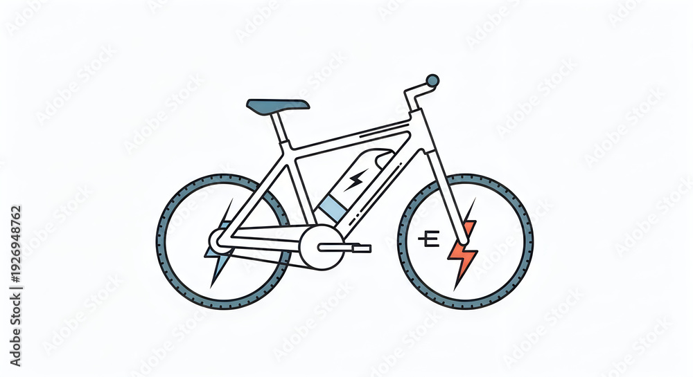 Obraz premium A drawing of a bicycle with an electric battery