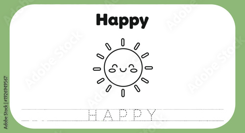 Happy Sun Coloring Page for Kids, Printable Worksheet