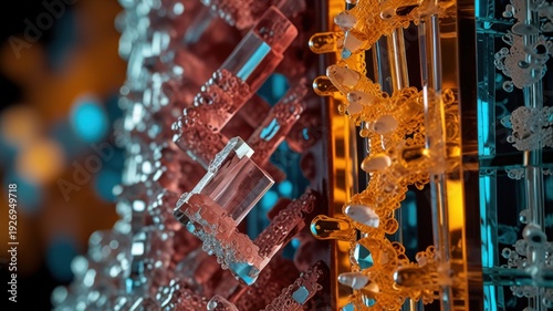 Geometric Crystal Lattice Growth Macro Chemistry Visualization Background