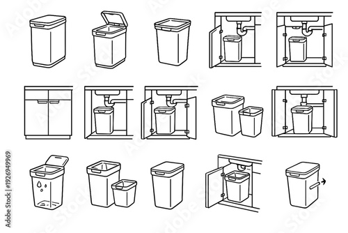 Body simple bin icon structured removable vector waste trash slim modern insert