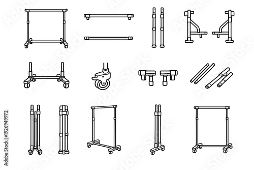 Structural icon wheel vector wheeled garment portable horizontal mechanism icons design side