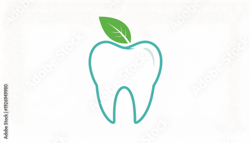 Stylized Tooth and Leaf Logo. Natural Dental Care and Oral Hygiene Icon. Organic Health, Freshness, and Wellness Vector Illustration.