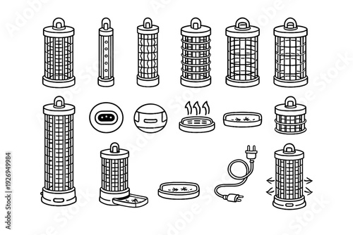 Bug vector zapper stable protective electric vertical port cage detachable design icon