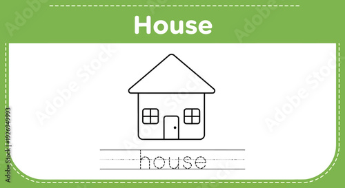 House coloring page for kids. Home drawing