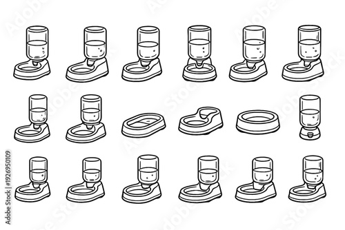 Compact rim icon silhouette vector bowl hydration drinking station clean pet icons