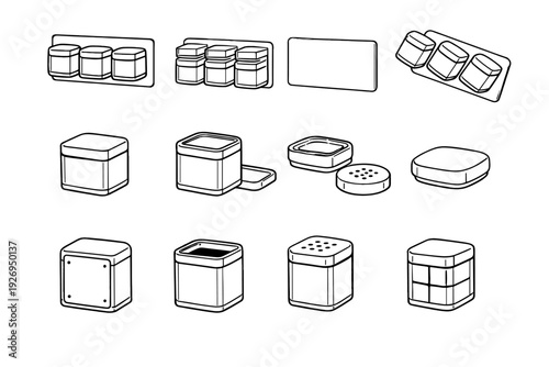 Body jar magnetic geometry spice lid profile holder icon vector seasoning icons