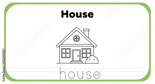House coloring page. Home outline drawing for kids