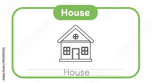 House outline icon for kids learning. Home drawing.