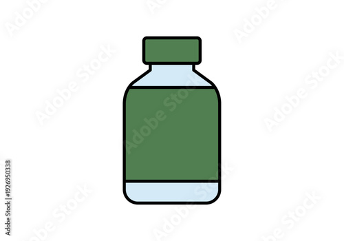 Frasco de medicina de color verde con tapa 