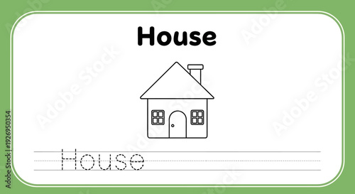 House tracing worksheet for kids. Preschool learning