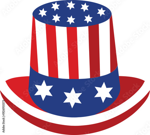 American Uncle Sam Hat with Stars and Stripes white background