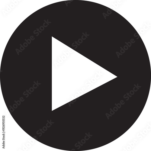 Play button icon set. Video, audio, web, media, start . Player symbol on white background - stock vector. Universal black play button icon encircled on a minimalist white background. isolated on trans