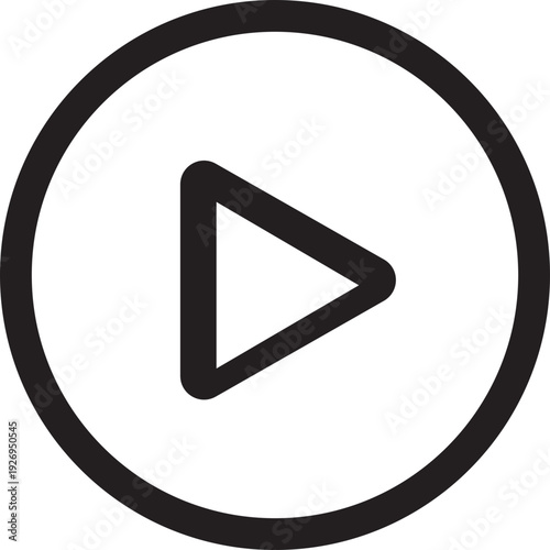 Play button icon set. Video, audio, web, media, start . Player symbol on white background - stock vector. Universal black play button icon encircled on a minimalist white background. isolated on trans